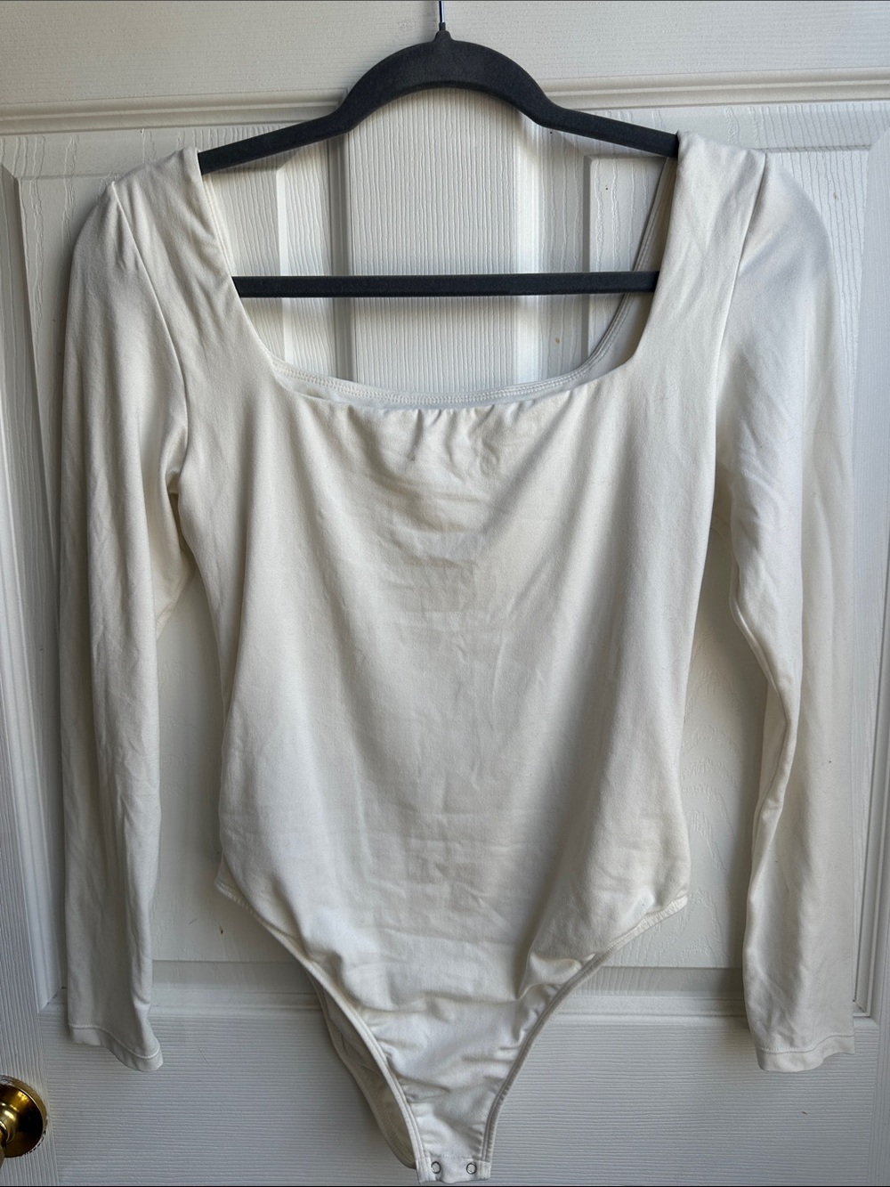 NanaMacs Cream Long Sleeve Scoop Neck Bodysuit